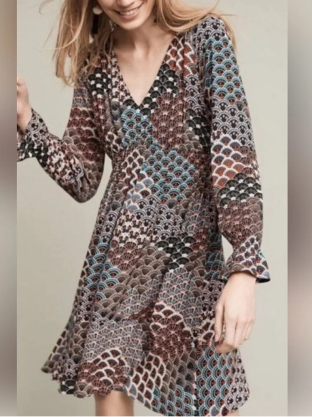 Anthropologie Maeve Monaco Empire Fan-Print Dress